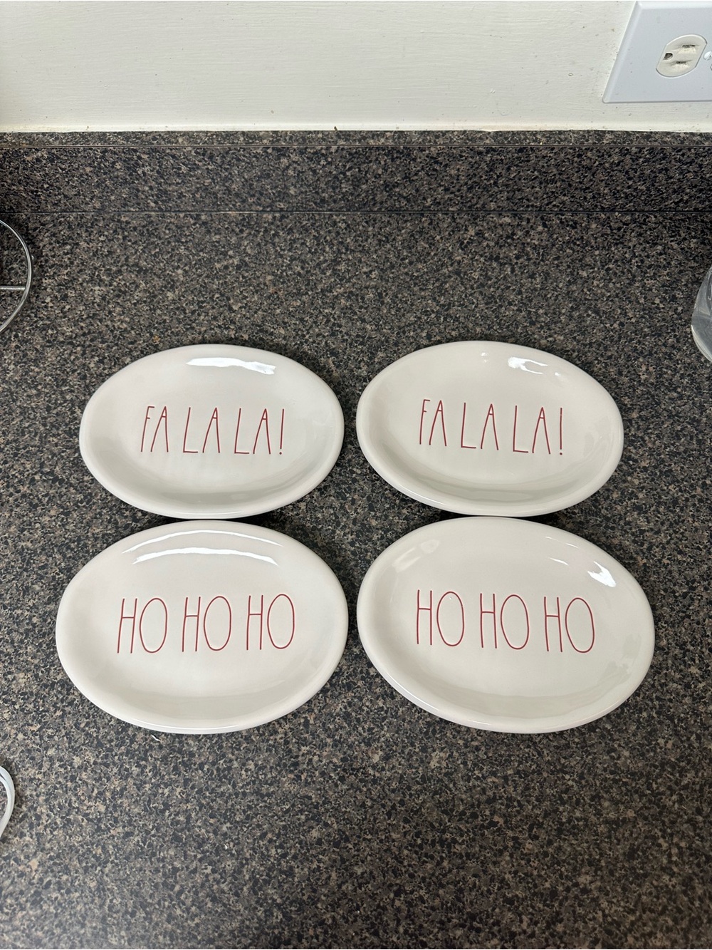 Rae Dunn Christmas Holiday Oval Plate Set
